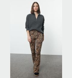 Снимка на Trendyol Brown Leopard Print Flare/Wide Leg High Waist Trousers