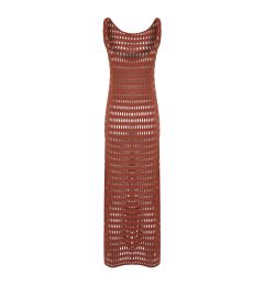 Снимка на Trendyol Brown Maxi Slit Knitwear Look Beach Dress