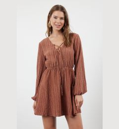 Снимка на Trendyol Brown Mini Woven Piping Linen Blend Beach Dress