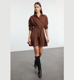 Снимка на Trendyol Brown Mini Woven Shirt Dress with Open Waist Skirt