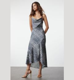 Снимка на Trendyol Brown-Multicolor Leopard Patterned Lined Woven Satin Evening Dress