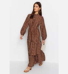 Снимка на Trendyol Brown Polka Dot Patterned Woven Dress with a Layered Skirt