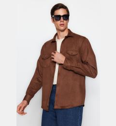 Снимка на Trendyol Brown Regular Fit Double Pocket Suede Winter Jacket Shirt