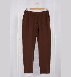 Снимка на Trendyol Brown Regular Fit Limited Edition 100% Linen Elastic Waist Tie Trousers