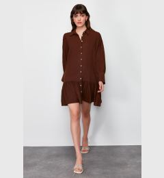 Снимка на Trendyol Brown Skirt Flounce Mini Woven Shirt Dress