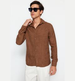 Снимка на Trendyol Brown Slim Fit Linen Look Shirt