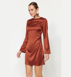 Снимка на Trendyol Brown Straight Cut Mini Gathered Woven Dress