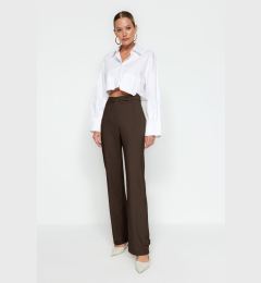 Снимка на Trendyol Brown Straight/Straight Cut Woven Belt Detailed Trousers