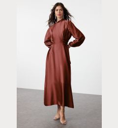 Снимка на Trendyol Brown Waistline Satin Evening Dress