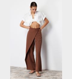 Снимка на Trendyol Brown Wide Leg Woven Trousers with Cross Closure Detail