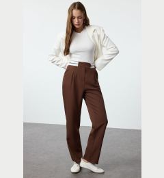 Снимка на Trendyol Brown Wide Leg/Wide Leg Woven Waist Detailed Trousers