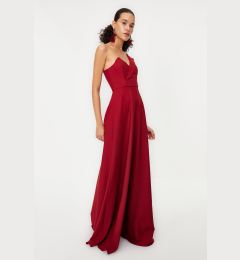 Снимка на Trendyol Burgundy A-Cut Unlined Woven Evening Dress & Graduation Dress