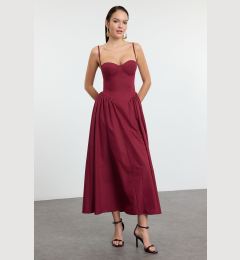 Снимка на Trendyol Burgundy A-Line Poplin Woven Dress