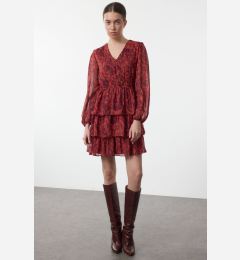 Снимка на Trendyol Burgundy Ethnic Mini Woven Dress