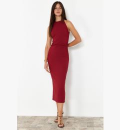 Снимка на Trendyol Burgundy Fitted Halter Neck Midi Pencil Skirt Woven Dress