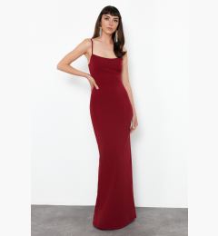 Снимка на Trendyol Burgundy Fitted Woven Long Evening Dress