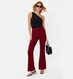 Снимка на Trendyol Burgundy Flare Flare High Waist Woven Trousers