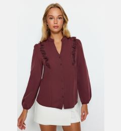 Снимка на Trendyol Burgundy Lace Cotton Woven Shirt