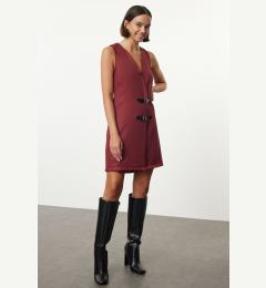 Снимка на Trendyol Burgundy Straight Gilet Belt Detailed Mini Woven Dress