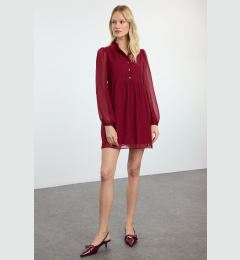 Снимка на Trendyol Burgundy Waist Opening Mini Woven Winter Dress