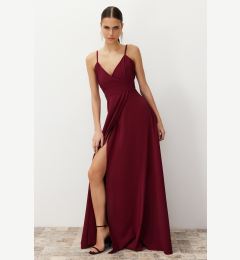 Снимка на Trendyol Burgundy Woven Long Elegant Evening Dress