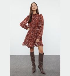 Снимка на Trendyol Camel Floral Woven Winter Dress