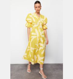 Снимка на Trendyol Camel Flower Patterned Woven Dress