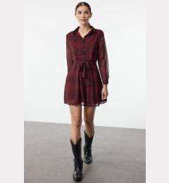 Снимка на Trendyol Claret Red Animal Mini Woven Dress