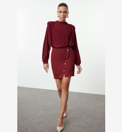 Снимка на Trendyol Claret Red Plain Padded Mini Woven Dress