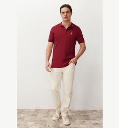 Снимка на Trendyol Claret Red Regular/Normal Cut 100% Cotton Embroidered Polo Neck T-shirt