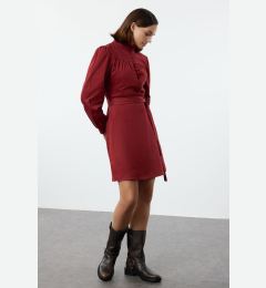 Снимка на Trendyol Claret Red Straight High Collar Woven Dress