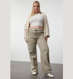 Снимка на Trendyol Curve Beige High Waist Wide Leg Plus Size Jeans