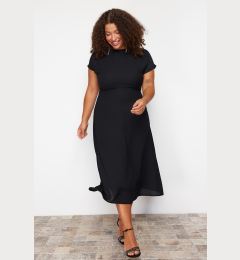 Снимка на Trendyol Curve Black A-Line Maxi/Long Length Short Sleeve Woven Plus Size Dress