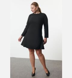 Снимка на Trendyol Curve Black Basic Long Sleeve Hidden Zipper Mini Woven Plus Size Dress