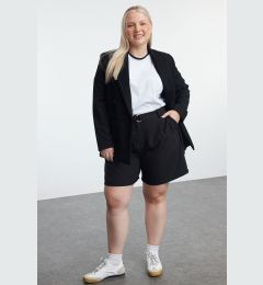 Снимка на Trendyol Curve Black Belted Zippered Plus Size Woven Shorts