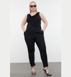 Снимка на Trendyol Curve Black Carrot High Waist Polyviscose Woven Plus Size Fabric Trousers