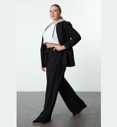 Снимка на Trendyol Curve Black Elastic Elastic Waist Belted Wide Leg Woven Plus Size Trousers