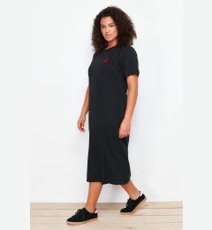 Снимка на Trendyol Curve Black Embroidery Detailed Knitted Maxi/Long 100% Cotton T-shirt Dress