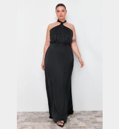 Снимка на Trendyol Curve Black Halter Neck Satin Maxi/Long Length Plus Size Dress