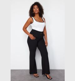 Снимка на Trendyol Curve Black High Waist Crepe Wide Leg Knitted Trousers