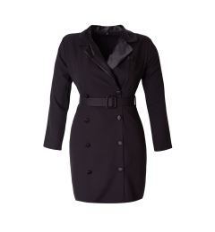 Снимка на Trendyol Curve Black Jacket Collar Buttoned Belted Mini Woven Plus Size Dress