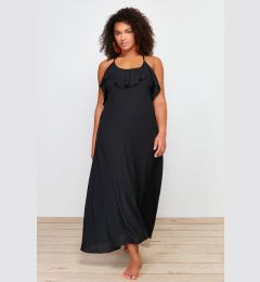 Снимка на Trendyol Curve Black Maxi Length Flounce Collar Beach Dress