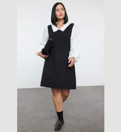 Снимка на Trendyol Curve Black Shirt Collar Tweed Woven Plus Size Dress