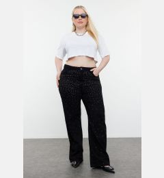 Снимка на Trendyol Curve Black Stone Detailed High Waist Wide Leg Jeans