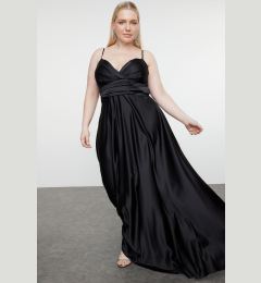 Снимка на Trendyol Curve Black Strap Double Breasted Neck A-Cut Maxi Woven Evening Dress/Evening/Graduation/Engagement Dress