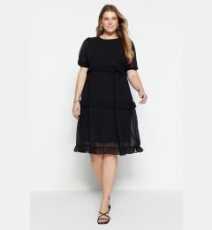 Снимка на Trendyol Curve Black Tulle Detailed Woven Dress