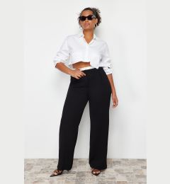 Снимка на Trendyol Curve Black Waist Poplin Detail High Waist Wide Leg Knitted Plus Size Trousers