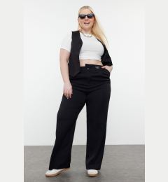 Снимка на Trendyol Curve Black Wide Leg/Wide Leg Labeled Plus Size Woven Fabric Trousers