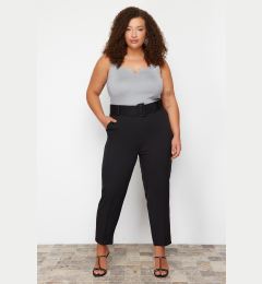 Снимка на Trendyol Curve Black Woven Belted Plus Size Fabric Trousers