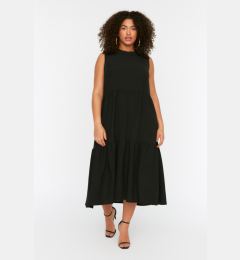 Снимка на Trendyol Curve Black Woven Flounce Detailed Dress